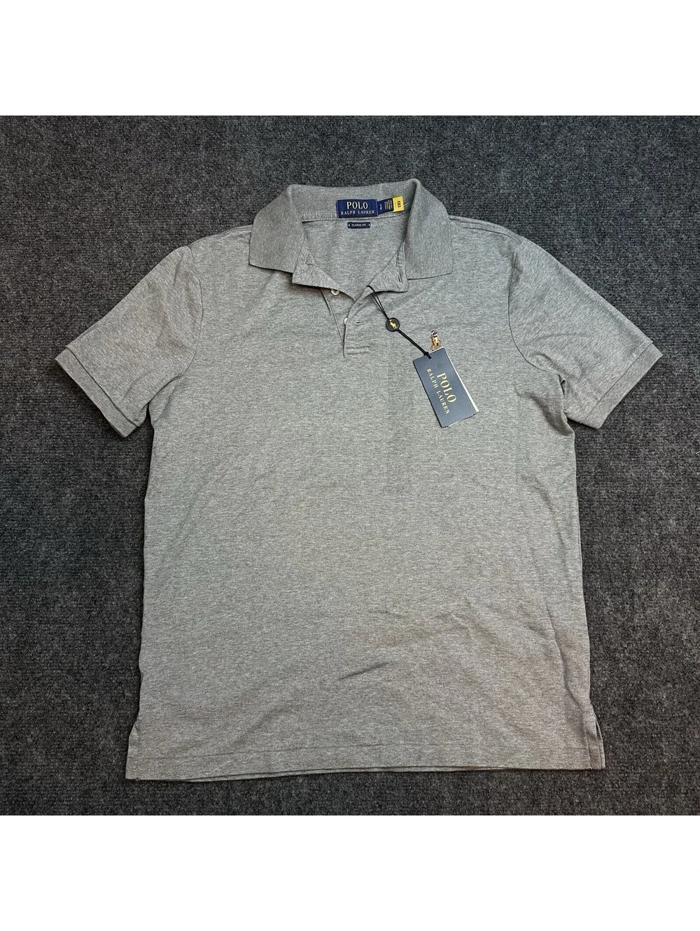 Polo Ralph Lauren Core Replen Polo Shirt Mens Small Gray Short Sleeve Pony NWT